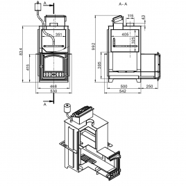 Дровяная печь Эверест INOX 20 (281) под обкладку (AISI 430)