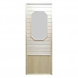 DoorWood 750х1850 мм, липа с восьмиугольной стеклянной вставкой, деревянная