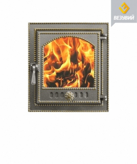 Дверка каминная ВЕЗУВИЙ 210 со стеклом Бронза