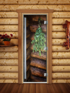 Дверь для сауны DoorWood Престиж А007 с фотопечатью, 70х190, коробка ольха