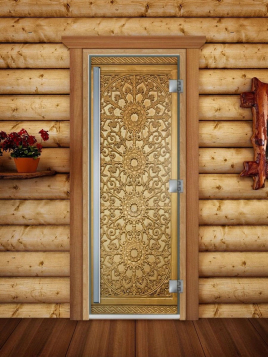 Дверь для сауны DoorWood Престиж А021 с фотопечатью, 70х190, коробка ольха