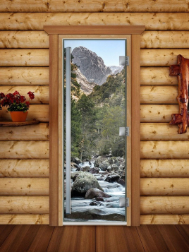 Стеклянные двери DoorWood Престиж с фотопечатью А094, коробка ольха